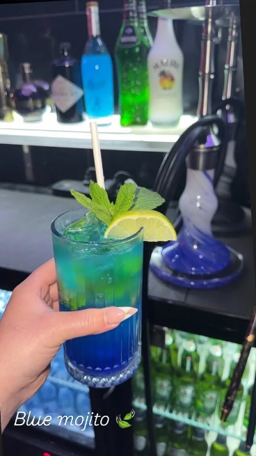 Blue mojito cocktail at Medusa Lounge